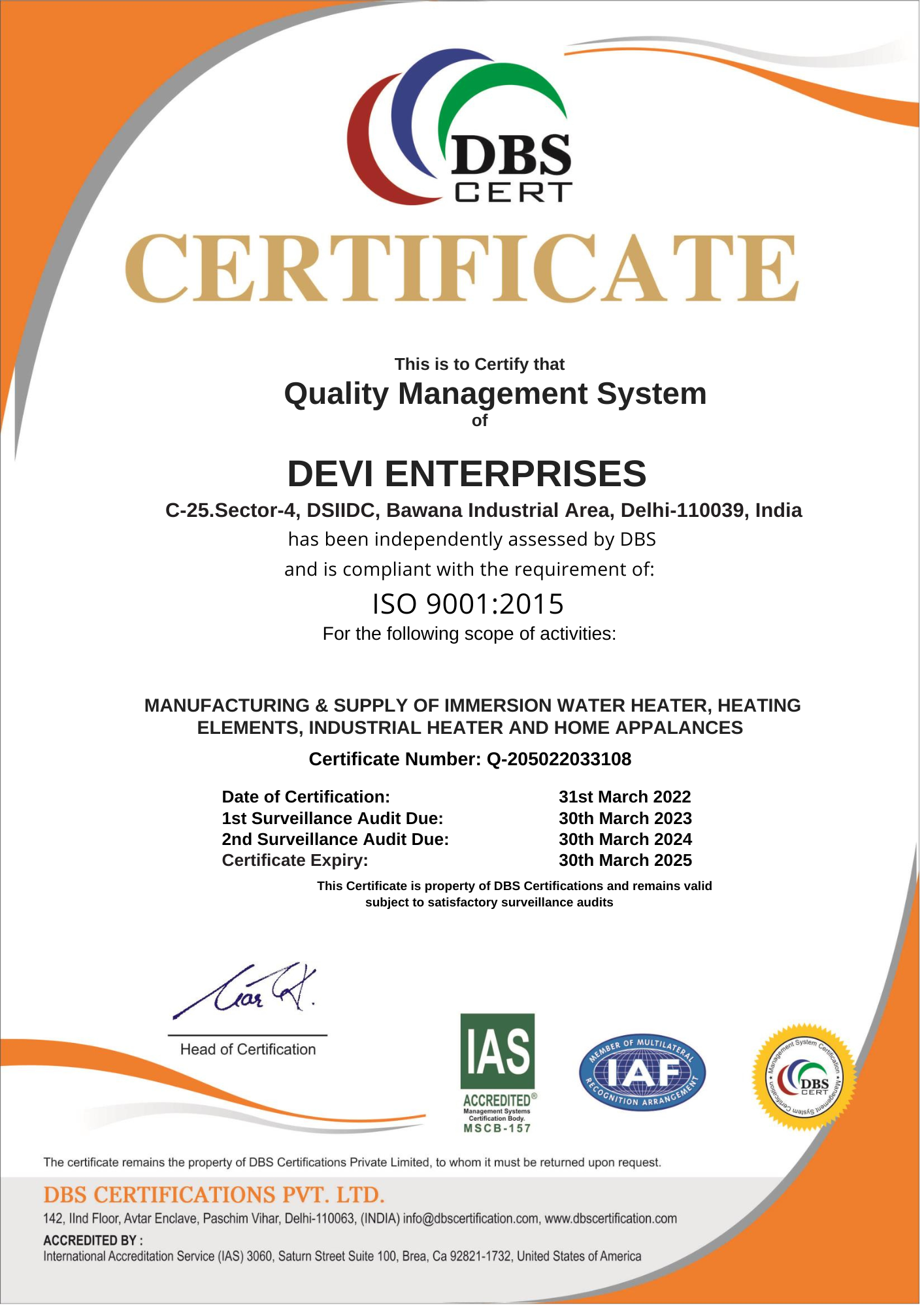 Certifications